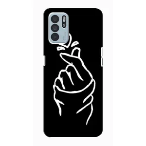 Чехлы (Знак сердечка) на Oppo Reno6 Z (Сердце на черном)