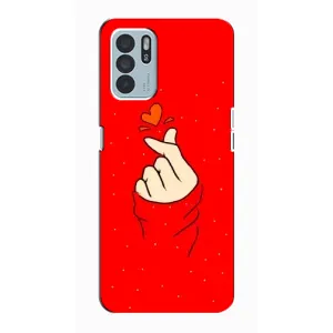 Чехлы (Знак сердечка) на Oppo Reno6 Z (Сердце на красном)