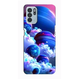 Чехлы КОСМОС для Oppo Reno6 Z (Синие планеты)