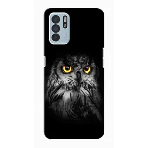 Чохли з принтом СОВИ для Oppo Reno6 Z (Сова на чорному)