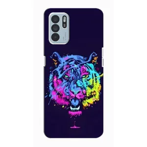 Силіконовий бампер з картинкою звірів для Oppo Reno6 Z (Тигр-Арт)