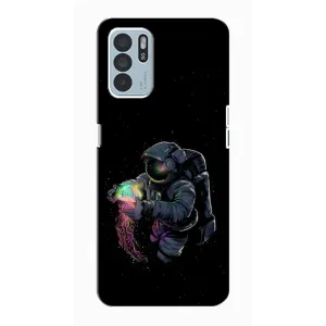 Силиконовый Чехол с принтом "Космонавты" на Oppo Reno6 Z (В руках земля)