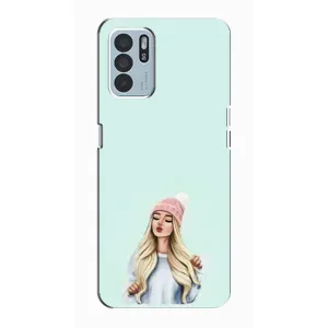 Силиконовый Чехол на Oppo Reno6 Z с картинкой Стильных Девушек (В шапке)
