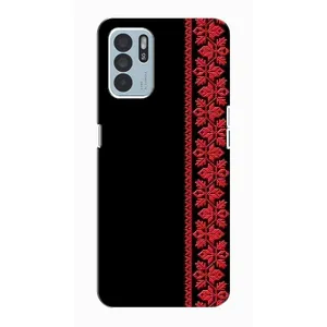 Силиконовый Чехол на Oppo Reno6 Z с картинкой Вышиванки (Вышиванка на черном)