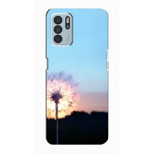 Силиконовый Чехол с одуванчиками на Oppo Reno6 Z (Закат с одуванчиком)
