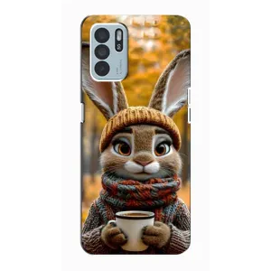 Друкований чохол 'Звірята з кавою' для Oppo Reno6 Z (Зайчик з кавою)