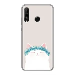 Чехол на тематику: Коты для Huawei P30 Lite / Nova 4e (Белый котик)
