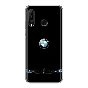 Силіконовий бампер з картинкою машини на Huawei P30 Lite (Чорний BMW)