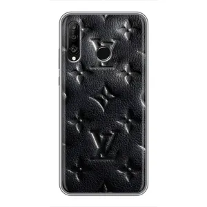 Текстурный Чехол Louis Vuitton для Хуавей П30 Лайт (Черный ЛВ)