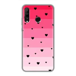 Чехлы с тематикой "Маленькие Сердечки" на Huawei P30 Lite (Чорные сердечки)