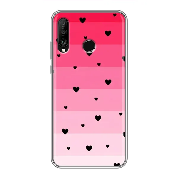 Чехол с рисунком «Чорные сердечки» для Huawei P30 Lite / Nova 4e