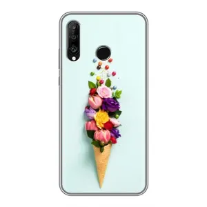 Чехлы с тематикой "ЦВЕТЫ" на Huawei P30 Lite (Цветок-мороженное)