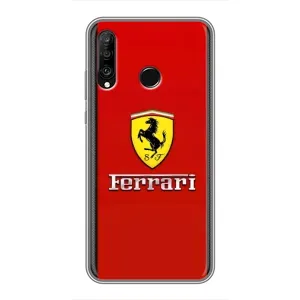 Силіконовий бампер з картинкою машини на Huawei P30 Lite (Ferrari Logo)