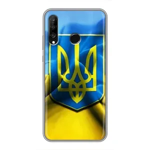 Чехол с картинкой (Патриотический ГЕРБ) на Huawei P30 Lite (Герб и Флаг Украины)