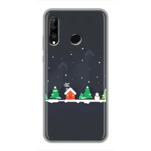 Силиконовый бампер на рождество для Huawei P30 Lite (Город зимний)