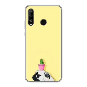 Бампер для Huawei P30 Lite с картинкой "Песики" (Кактус на голове)