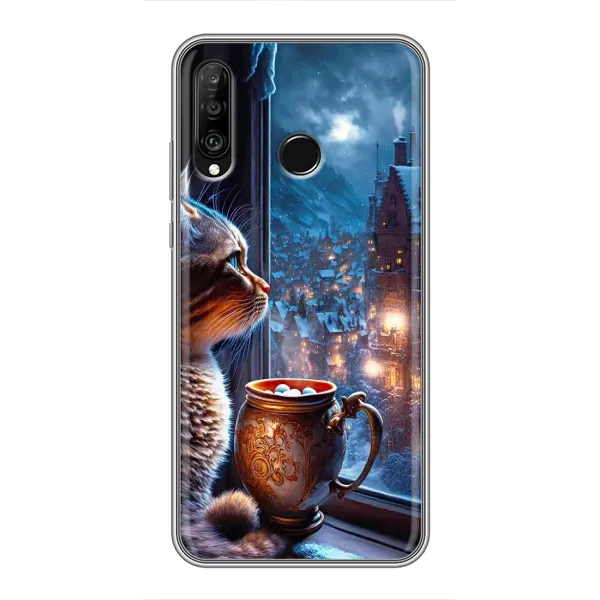 Чехол с рисунком «Кот новогодний» для Huawei P30 Lite / Nova 4e Чехол с рисунком «Кот новогодний» для Huawei P30 Lite / Nova 4e