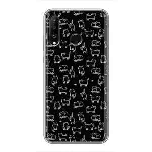 Чехол на тематику: Коты для Huawei P30 Lite / Nova 4e (Котики на черном)