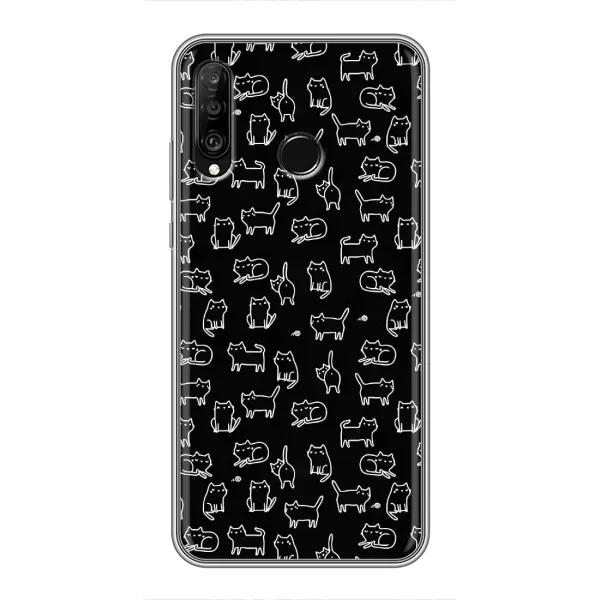Чехол с рисунком «Котики на черном» для Huawei P30 Lite / Nova 4e Чехол с рисунком «Котики на черном» для Huawei P30 Lite / Nova 4e