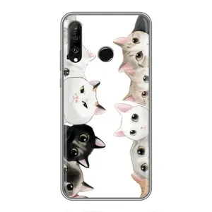 Силиконовый чехол с котиком для Huawei P30 Lite (Коты)