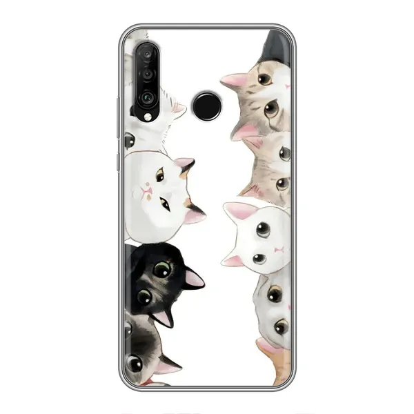 Чехол с рисунком «Коты» для Huawei P30 Lite / Nova 4e