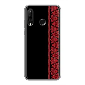 Силиконовый Чехол на Huawei P30 Lite (Красная Вышиванка)