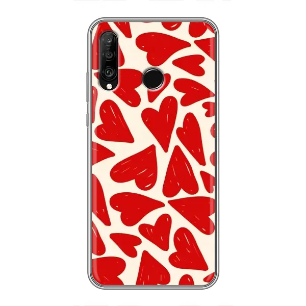 Чехол с рисунком «Красные сердечка» для Huawei P30 Lite / Nova 4e