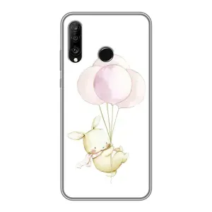Силиконовый бампер с картинкой животных для Huawei P30 Lite (Кролик и шарики)