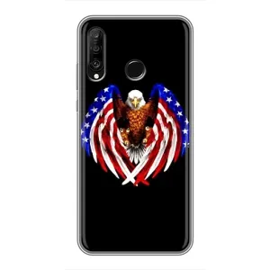 Чехол Флаг USA для Huawei P30 Lite (Крылья США)