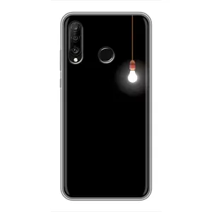 Чехол с картинками на черном фоне для Huawei P30 Lite (Лампочка)