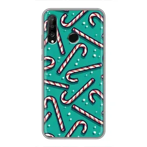 Силиконовый бампер на рождество для Huawei P30 Lite (Леденцы)