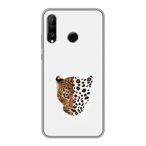 Чохол з леопардовим принтом на Huawei P30 Lite (Леопард на білому)