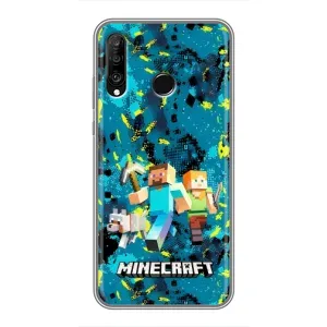 Чехлы для Huawei P30 Lite (Персонажи Майн Крафт) (Майнкрафт)