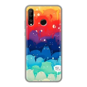 Силиконовый чехол с котиком для Huawei P30 Lite (Mew)