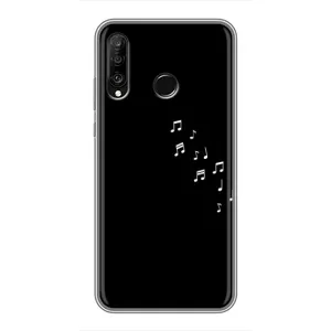 Чохол з картинками на чорному фоні для Huawei P30 Lite (Ноти)