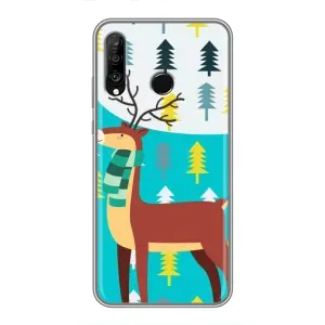 Силиконовый бампер с картинкой животных для Huawei P30 Lite (Олень с шарфом)