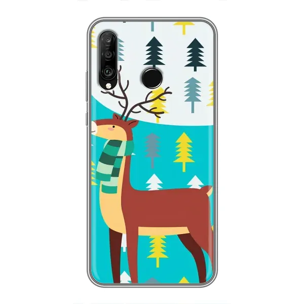 Чехол с рисунком «Олень с шарфом» для Huawei P30 Lite / Nova 4e Чехол с рисунком «Олень с шарфом» для Huawei P30 Lite / Nova 4e