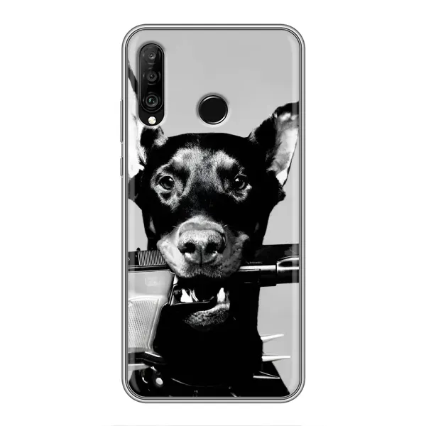 Чехол с рисунком «Опасный доберман» для Huawei P30 Lite / Nova 4e Чехол с рисунком «Опасный доберман» для Huawei P30 Lite / Nova 4e