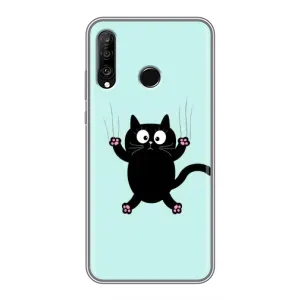 Силиконовый чехол с котиком для Huawei P30 Lite (Падающий кот)