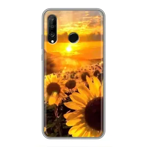 Чехол с Цветами для Huawei P30 Lite (поле подсолнухов)