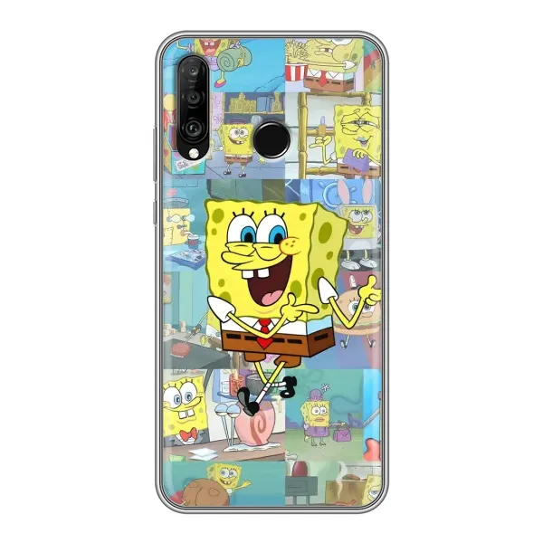 Чехол с рисунком «Радостный Спанч Боб» для Huawei P30 Lite / Nova 4e Чехол с рисунком «Радостный Спанч Боб» для Huawei P30 Lite / Nova 4e