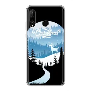 Силиконовый бампер на рождество для Huawei P30 Lite (Рождественский Олень)