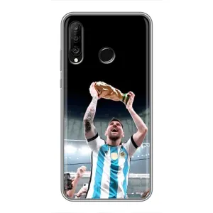 Чехлы Лео Месси Аргентина для Huawei P30 Lite (Счастливый Месси)
