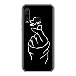 Чехлы (Знак сердечка) на Huawei P30 Lite (Сердце на черном)