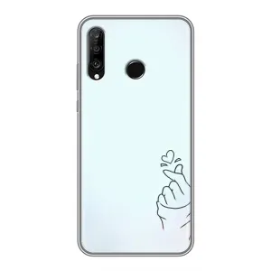 Чехлы (Знак сердечка) на Huawei P30 Lite (Сердце на голубом)