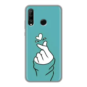 Чехлы (Знак сердечка) на Huawei P30 Lite (Сердечко на бирюзовом)