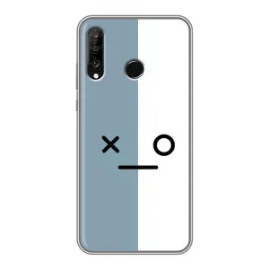 Силиконовые Чехлы (смешные стикеры) для Huawei P30 Lite (Серо-белый)
