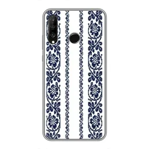 Силиконовый Чехол на Huawei P30 Lite с картинкой Вышиванки (Синяя вышиванка)