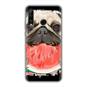 Чехол (ТПУ) Милые собачки для Huawei P30 Lite (Смешной Мопс)