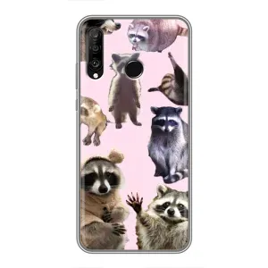 Силиконовый Чехол с Енотами на Huawei P30 Lite (Смешные Еноты)